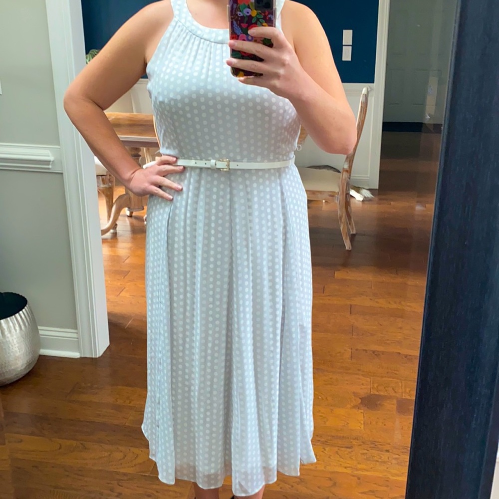 Tommy Hilfiger Grey and White Polka Dot Sleeveless Dress size 16